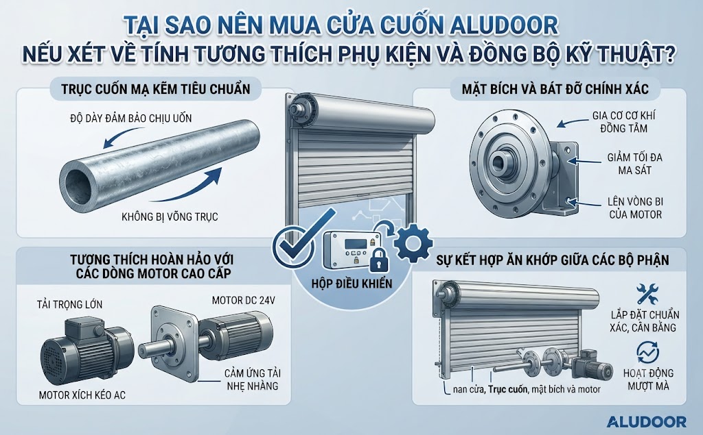 Tai sao nen mua cua cuon Aludoor neu xet ve tinh tuong thich phu kien va dong bo ky thuat